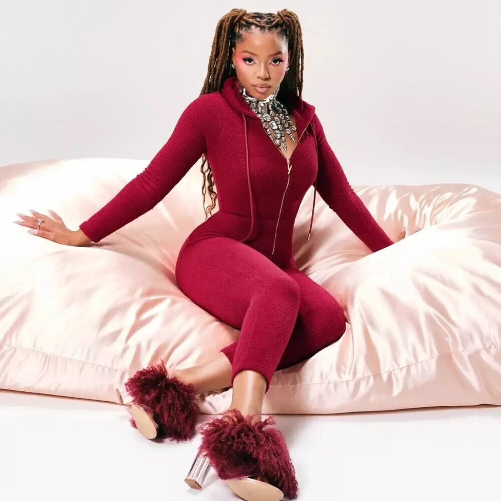 (NWT!) YITTY x FABLETICS Lizzo "Pet Me" One Piece Jumpsuit Hooded Merlot Red